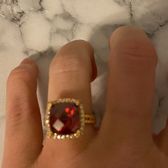 Lab created Ruby & 18k goldplated cushion cut NWT - Picture 7 of 11